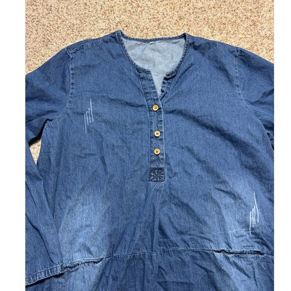 VINTAGE MORDENMISS Blue Denim/Jean Dress, size women's XL, Flowy, wide fitting - Picture 5 of 13